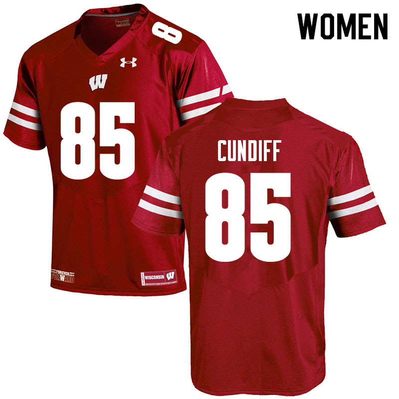 Wisconsin Badgers Women's #85 Clay Cundiff NCAA Under Armour Authentic Red College Stitched Football Jersey WI40D30IE